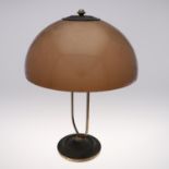 A BRASS 'MUSHROOM' FORM DESK LAMP.