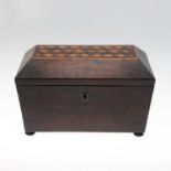 VICTORIAN ROSEWOOD TUNBRIDGE WARE TEA CADDY.