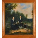 SCOTTISH SCHOOL, 19TH CENTURY. PORTRAIT OF A FAMILY GROUP IN A PARK.