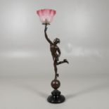 A BRONZE FIGURAL TABLE LAMP.