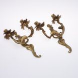 A PAIR OF ORMOLU TWIN BRANCH WALL LIGHTS.