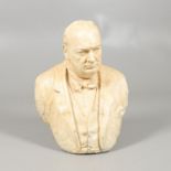 A LARGE PLASTER BUST OF WINSTON CHURCHILL.