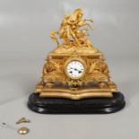A 19TH CENTURY FRENCH GILT MANTEL CLOCK.