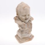 A MARBLE BUST OF A YOUNG CHILD.