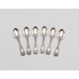 A SET OF SIX VICTORIAN NORTH COUNTRY PROVINCIAL KING'S PATTERN TEASPOONS.