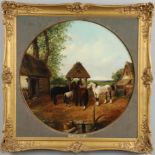 EDWARD ROBERT SMYTHE (1810-1899). His circle. HORSES IN A FARMYARD.