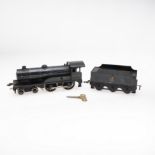 BASSETT-LOWKE 0 GAUGE CLOCKWORK LOCOMOTIVE & TENDER 'PRINCE CHARLES', COACHES & ACCESSORIES.