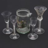 18THC ENGLSH WINE GLASS & OTHER ANTIQUE GLASSES.