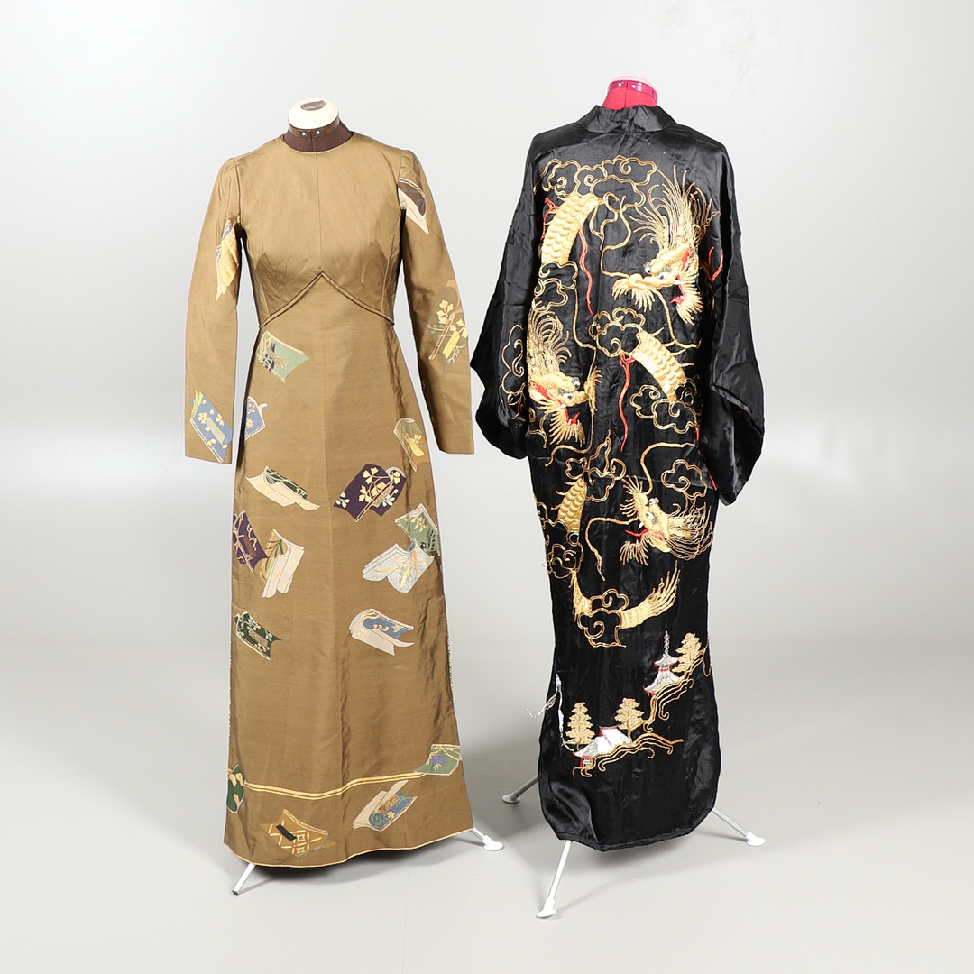 MCQUEENS INTERNATIONAL - DESIGNER JAPANESE DRESS, BLACK SILK DRAGON KIMONO, & SILK KIMONO & JACKET. - Image 4 of 16