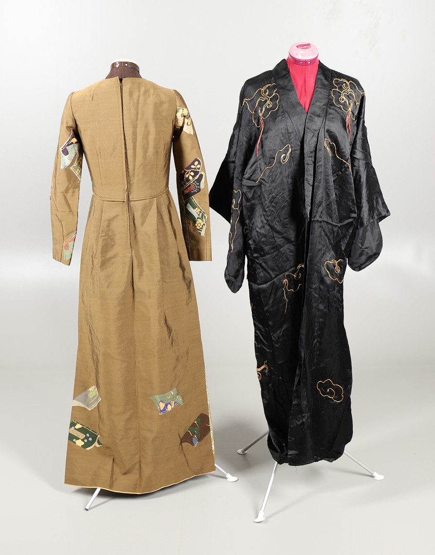 MCQUEENS INTERNATIONAL - DESIGNER JAPANESE DRESS, BLACK SILK DRAGON KIMONO, & SILK KIMONO & JACKET. - Image 6 of 16