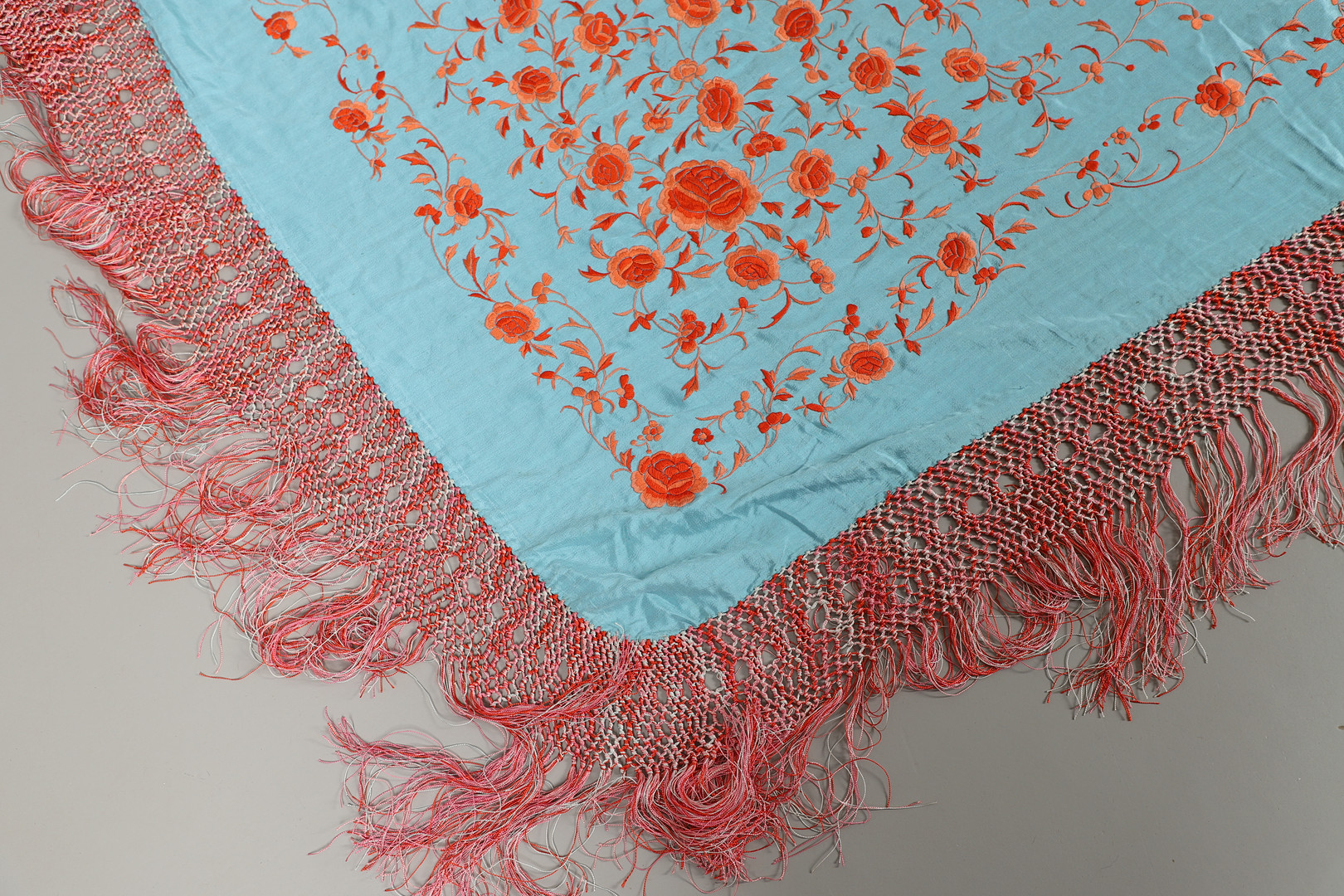 TWO CHINESE SILK EMBROIDERED SHAWLS. - Image 20 of 23