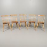 SET OF ERCOL VINTAGE STICK BACK CHAIRS.
