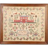 LARGE VICTORIAN SAMPLER - SARAH PHILLIPS, 1860.