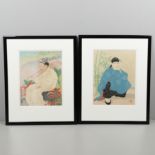 PAUL JACOULET (FRENCH 1896-1960) - TWO FRAMED COLOURED WOODBLOCK PRINTS.