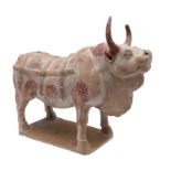 CHINESE PAINTED POTTERY OX - NORTHERN QI DYNASTY (549-577).