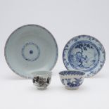 CHINESE 18THC BLUE & WHITE DISH & OTHER ITEMS.