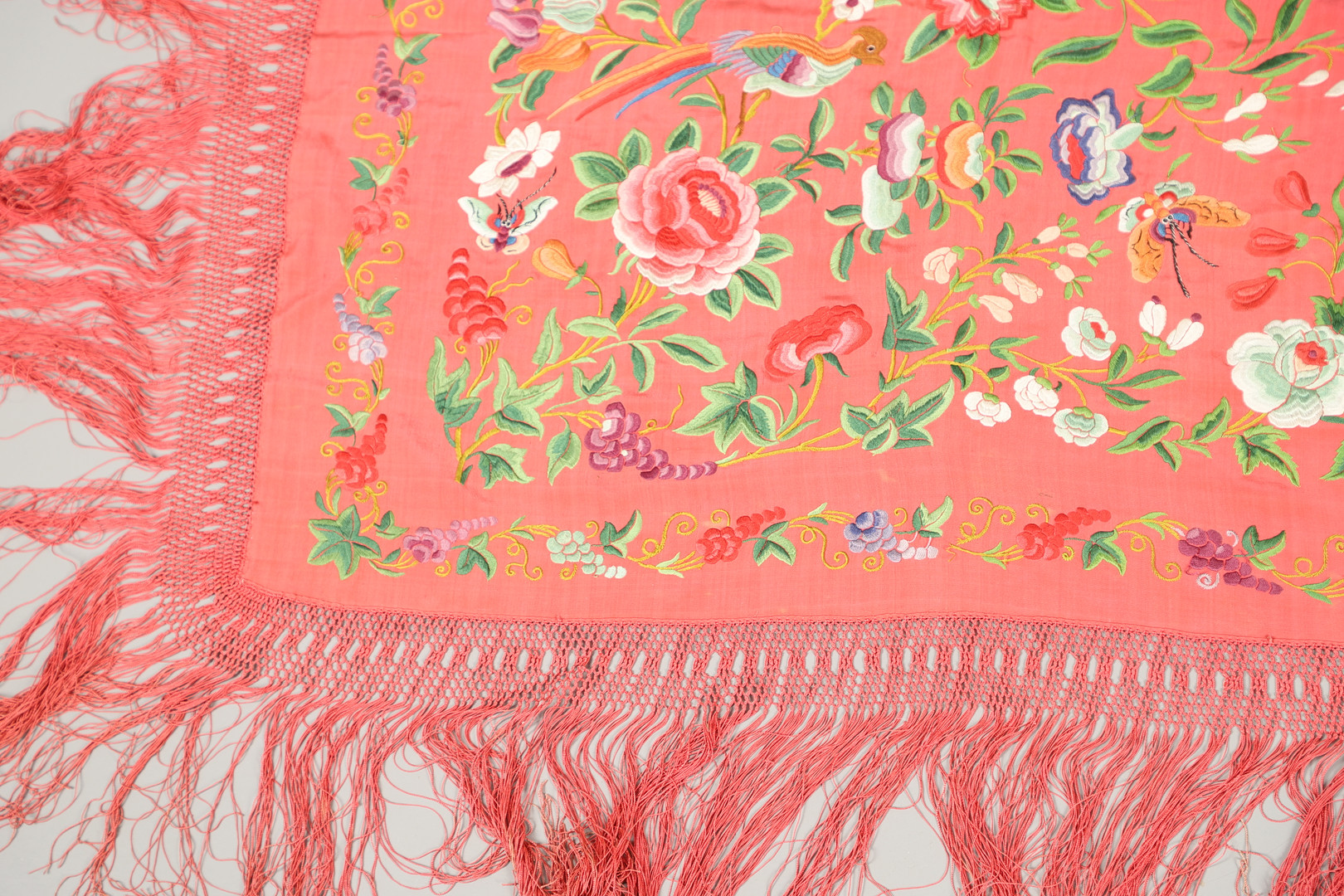 TWO CHINESE SILK EMBROIDERED SHAWLS. - Image 4 of 23