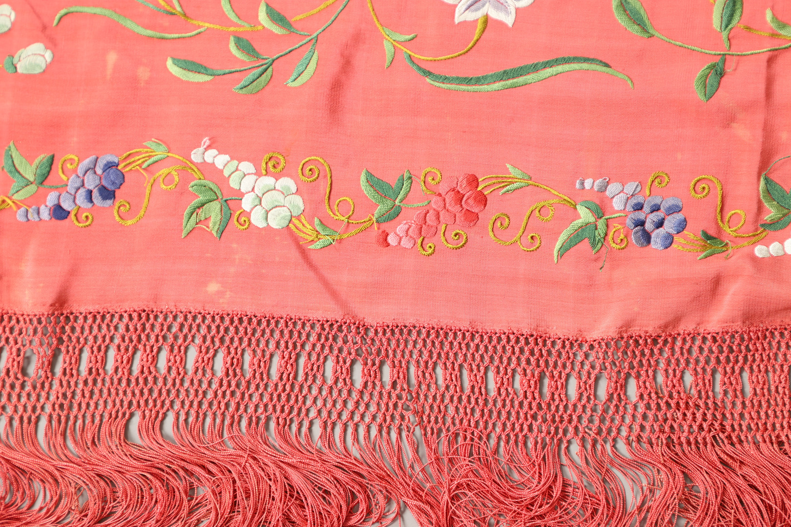 TWO CHINESE SILK EMBROIDERED SHAWLS. - Image 11 of 23