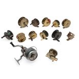 HARDY - VINTAGE ALTEX FISHING REEL & VARIOUS VINTAGE BRASS REELS.