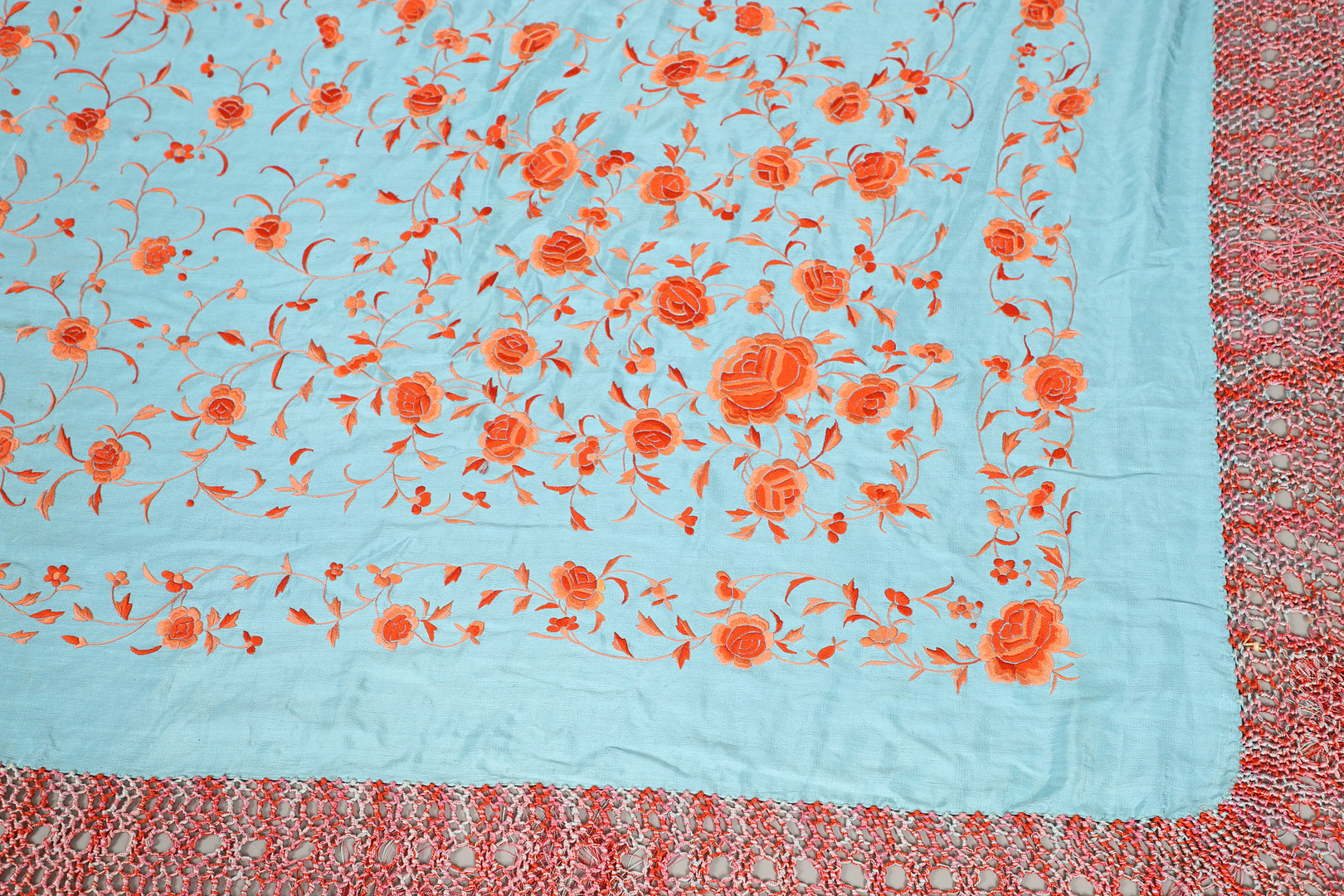TWO CHINESE SILK EMBROIDERED SHAWLS. - Image 19 of 23
