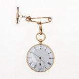 AN 18CT GOLD OPEN FACED POCKET WATCH.