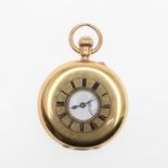 AN 18CT GOLD HALF HUNTING CASED POCKET WATCH BY DENT.