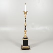 A LATE 19TH CENTURY GILT METAL FLOOR LAMP.