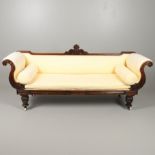 A WILLIAM IV MAHOGANY SCROLL END SETTEE.