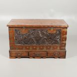 A 20TH CENTURY MIDDLE EASTERN HARDWOOD CHEST.
