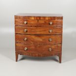 A REGENCY MAHOGANY CHEST OF DRAWERS.