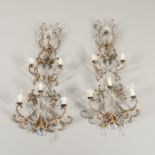 A PAIR OF ITALIAN GILT BRONZE AND CRYSTAL APPLIQUES.