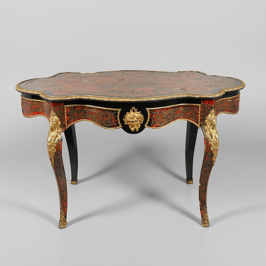 A 19TH CENTURY FRENCH BOULLE CENTRE TABLE. - Image 2 of 12