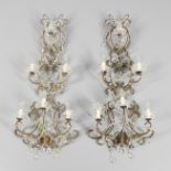 A PAIR OF ITALIAN GILT BRONZE AND CRYSTAL APPLIQUES.