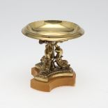 A 19TH CENTURY BRASS TAZZA.