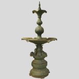 A VICTORIAN GREEN PAINTED CAST IRON FOUNTAIN.