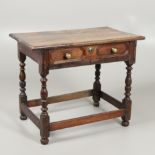 AN 18TH CENTURY AND LATER OAK SIDE TABLE.