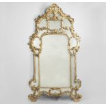 A LARGE 18TH CENTURY STYLE GILTWOOD MIRROR.