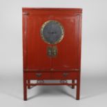 A 20TH CENTURY CHINESE PAINTED CABINET.