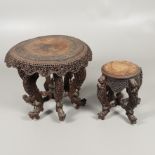 A CARVED BURMESE HARDWOOD OCCASIONAL TABLE.