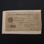 A WELLINGBOROUGH BANK ONE POUND BANKNOTE, 1819.