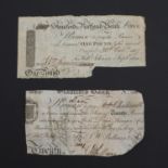 A STAMFORD BANK TWENTY POUND BANKNOTE, 1817 AND A STAMFORD AND RUTLAND BANK ONE POUND NOTE, 1817.