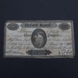 AN OXFORD BANK ONE POUND NOTE, 1823.