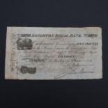 A BRIGHTON ROYAL BANK ONE POUND BANKNOTE, 1823.