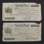 TWO WAKEFIELD BANK ONE POUND BANKNOTES, 1822 AND 1823.