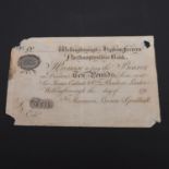 A WELLINGBOROUGH AND HIGHHAM FERRERS NORTHAMPTONSHIRE BANK TEN POUND UNISSUED NOTE.