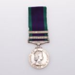 A GENERAL SERVICE MEDAL 1962-2007 TO THE ROYAL NAVY WITH BORNEO AND MALAY PENINSULA CLASPS.