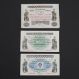 THREE BANK OF IRELAND ONE POUND BANKNOTES, 1918, 1933 AND 1943.