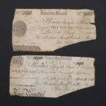 TWO LINCOLN BANK BANKNOTES, 1812 AND 1813.