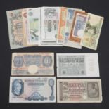 A COLLECTION OF BANKNOTES TO INCLUDE GEORGE V UNITED KINGDOM NOTES AND OTHERS.