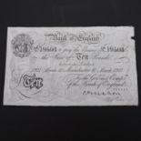 A BANK OF ENGLAND BLACK AND WHITE SERIES TEN POUND NOTE, MANCHESTER 1927.